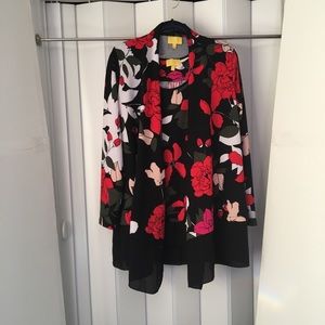 Liz Lang Floral Print Jacket & Sleeveless Tunic. Sz L